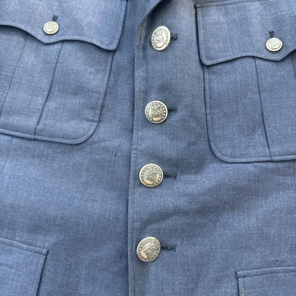 Vintage USAF Air Force Major Wool Dress Uniform Jacket 42R Blue Wings 60s 70s